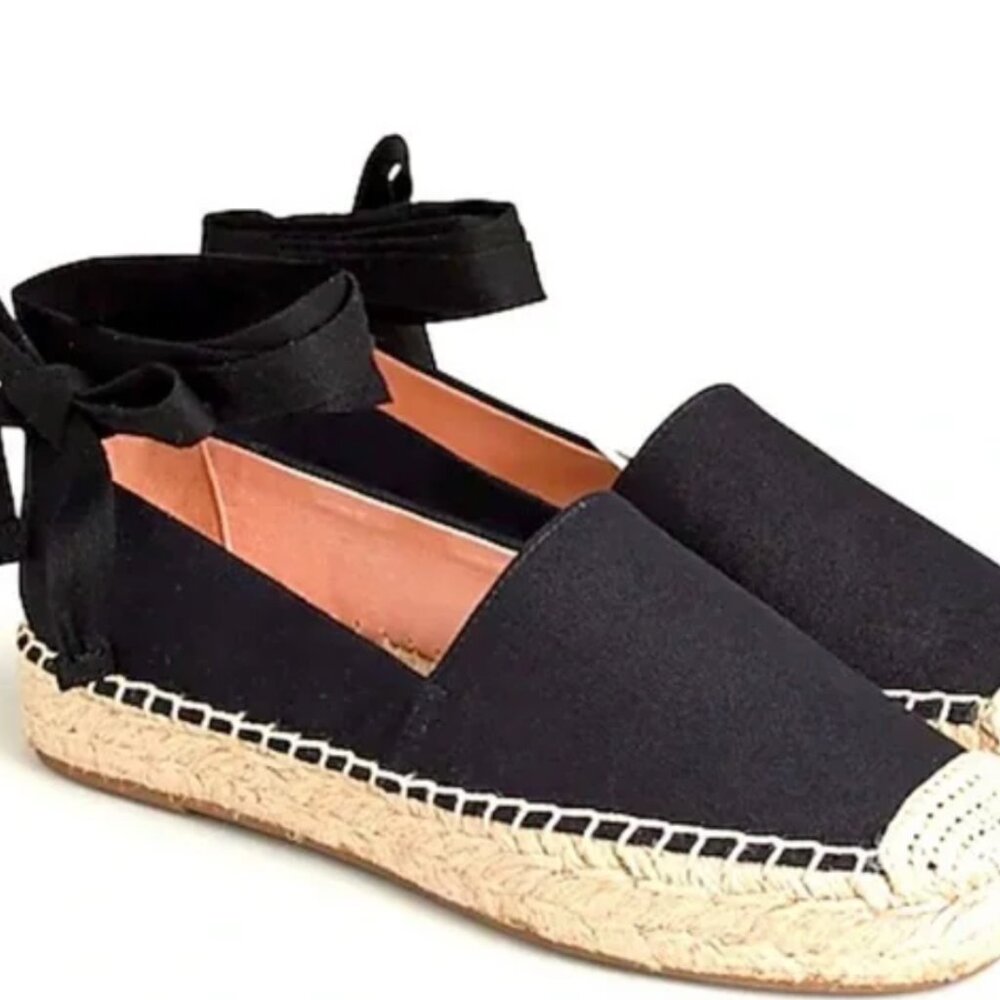 J.Crew Canvas Classic Ankle Tie Espadrille